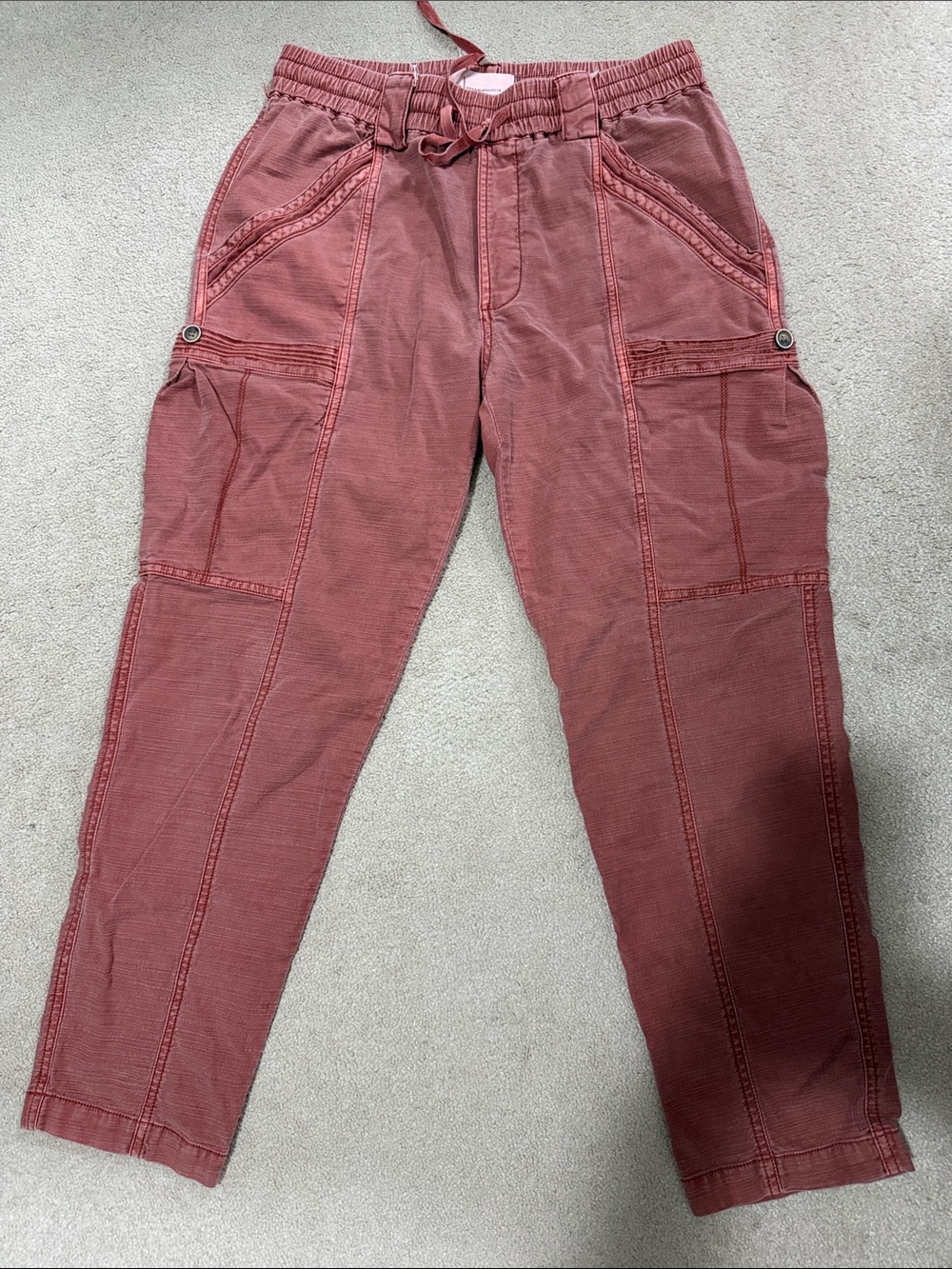 Anthropologie Casual Cargo Jogger Pants in Dusty Rose